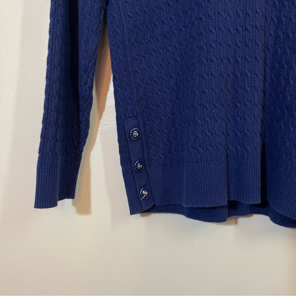 Karen Scott Navy Blue Cable Knit Sweater Women’s Size Medium 100% Cotton - Picture 4 of 13